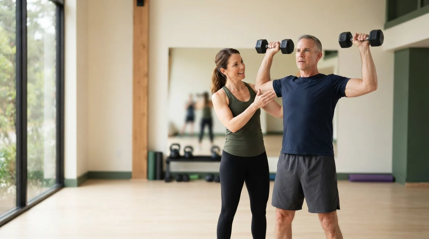 Evolve template with a coach guiding a client